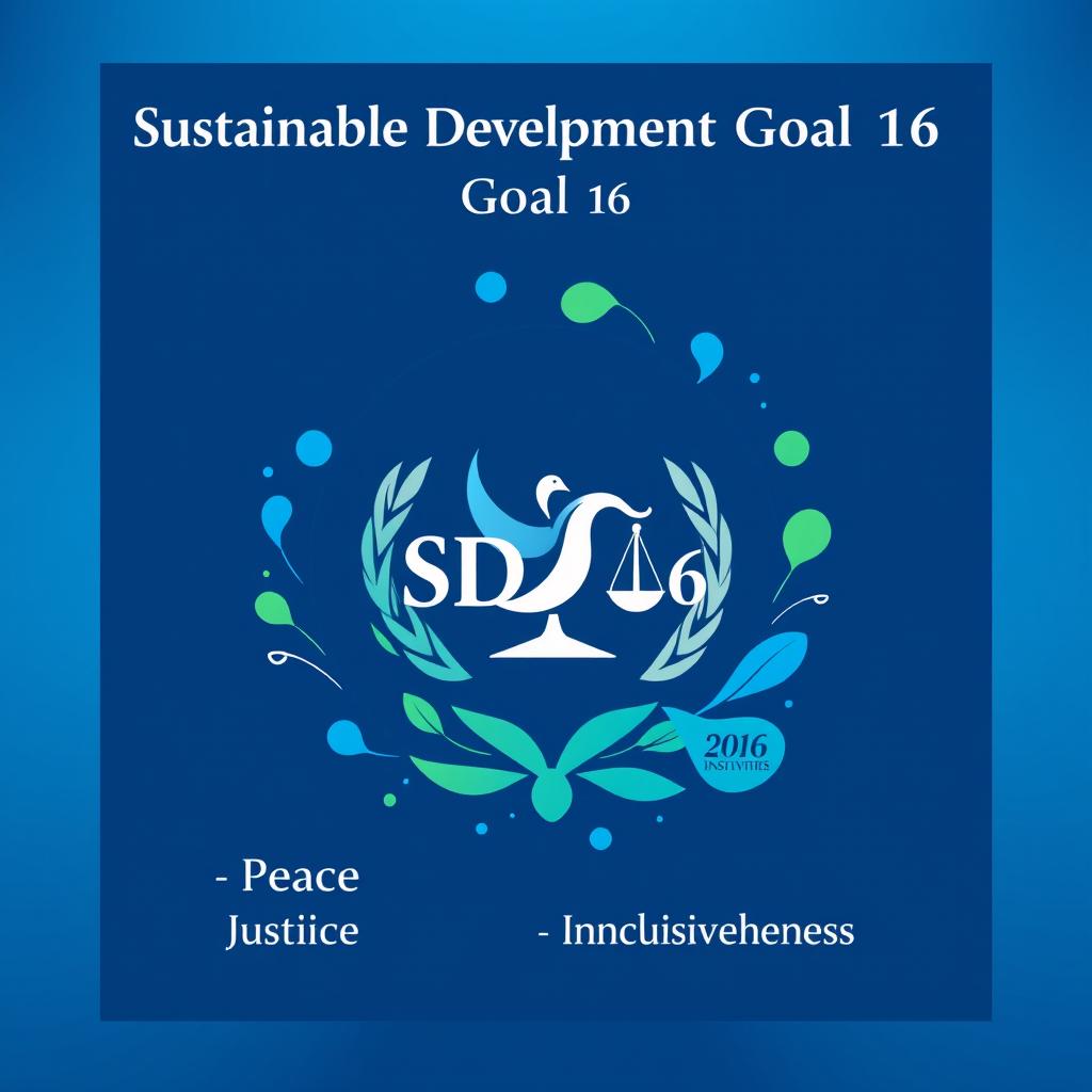 A captivating cover page for 'Sustainable Development Goal 16', highlighting the importance of peace, justice, and strong institutions