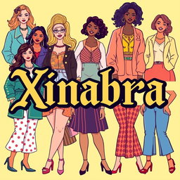 A vibrant and colorful banner for an online women's clothing store featuring the word 'Ximabra' in Gothic vintage lettering