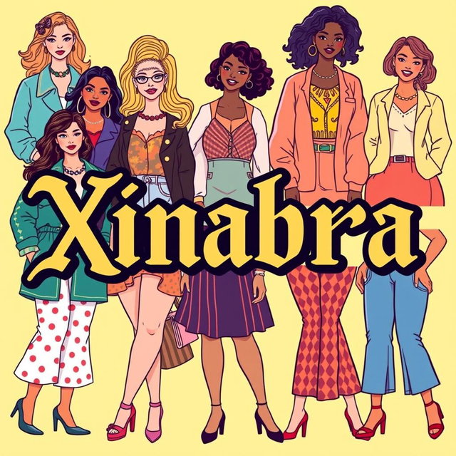 A vibrant and colorful banner for an online women's clothing store featuring the word 'Ximabra' in Gothic vintage lettering