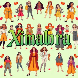 A vibrant and colorful banner for an online women's clothing store featuring the word 'Ximabra' in Gothic vintage lettering