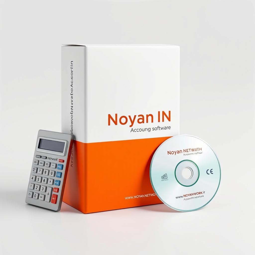A standing rectangular box representing accounting software, with the bottom half in vibrant orange and the top half in crisp white