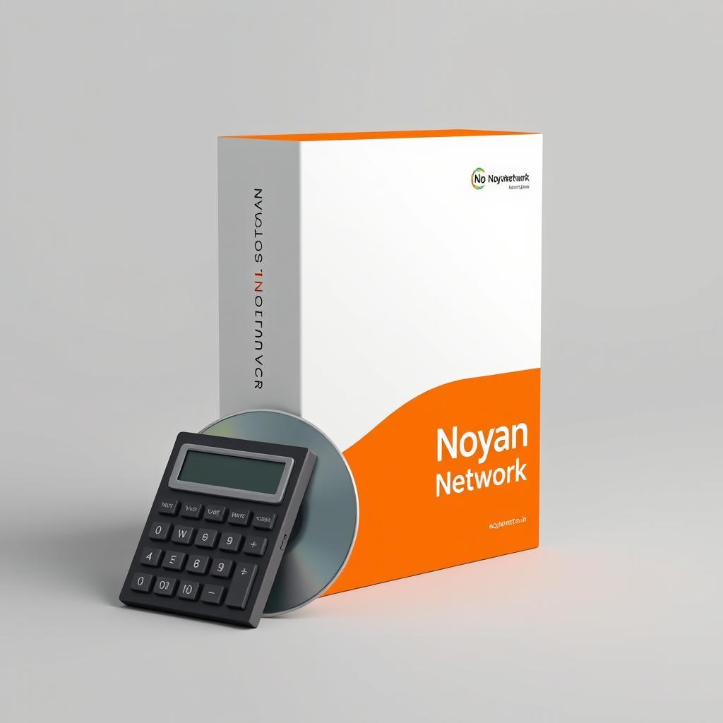 An accounting software box designed as a standing rectangle with the bottom half in vibrant orange and the top half in clean white