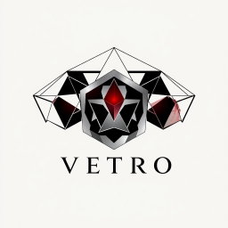 An abstract and geometric logo design for a niche perfume brand named 'Vetro'