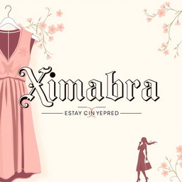 Design a stylish banner for a women's online clothing store featuring the word 'Ximabra' in vintage Gothic lettering
