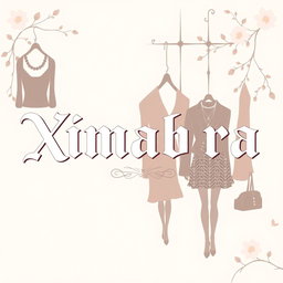 Design a stylish banner for a women's online clothing store featuring the word 'Ximabra' in vintage Gothic lettering