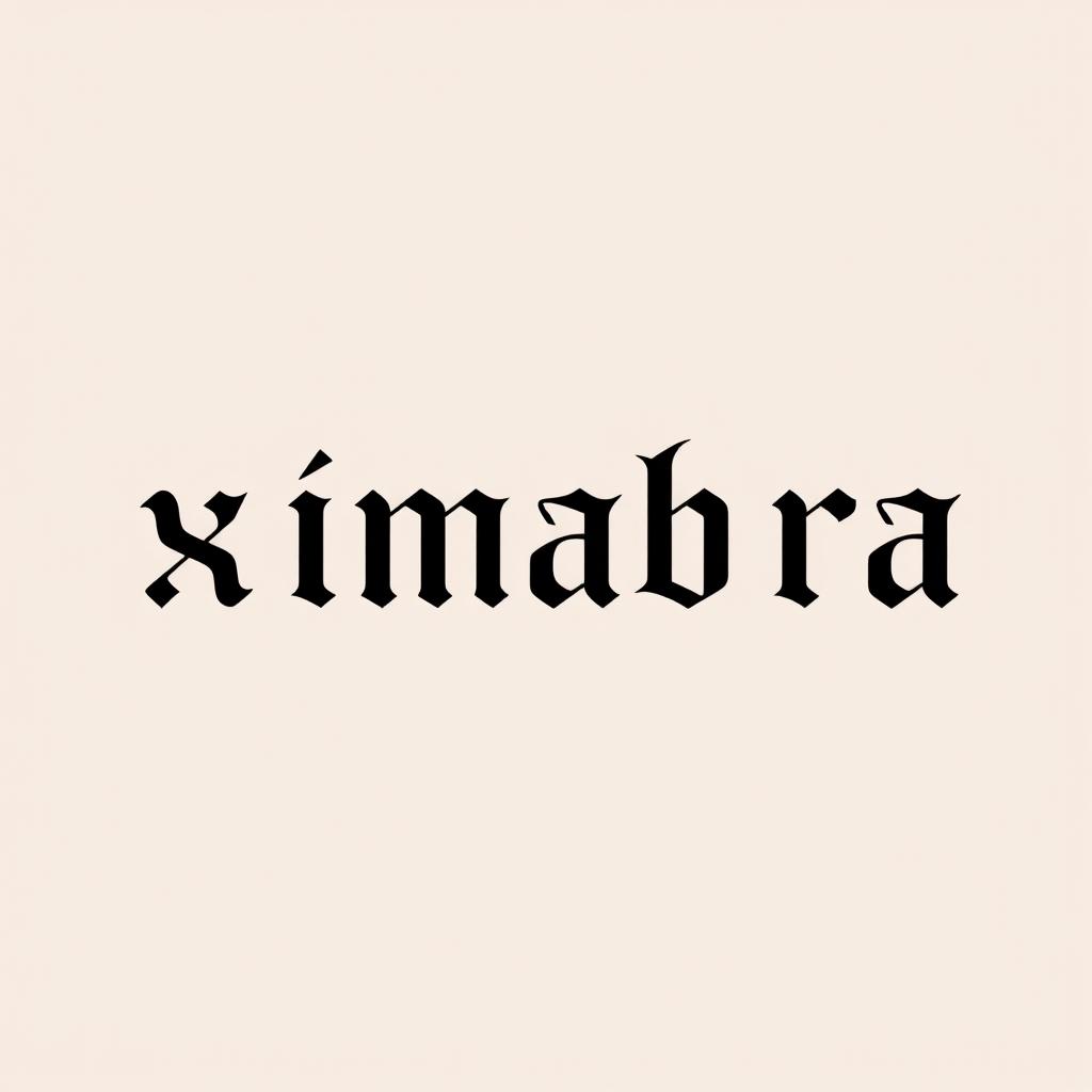A minimalist online clothing store banner for women, featuring the word 'ximabra' in vintage Gothic lettering
