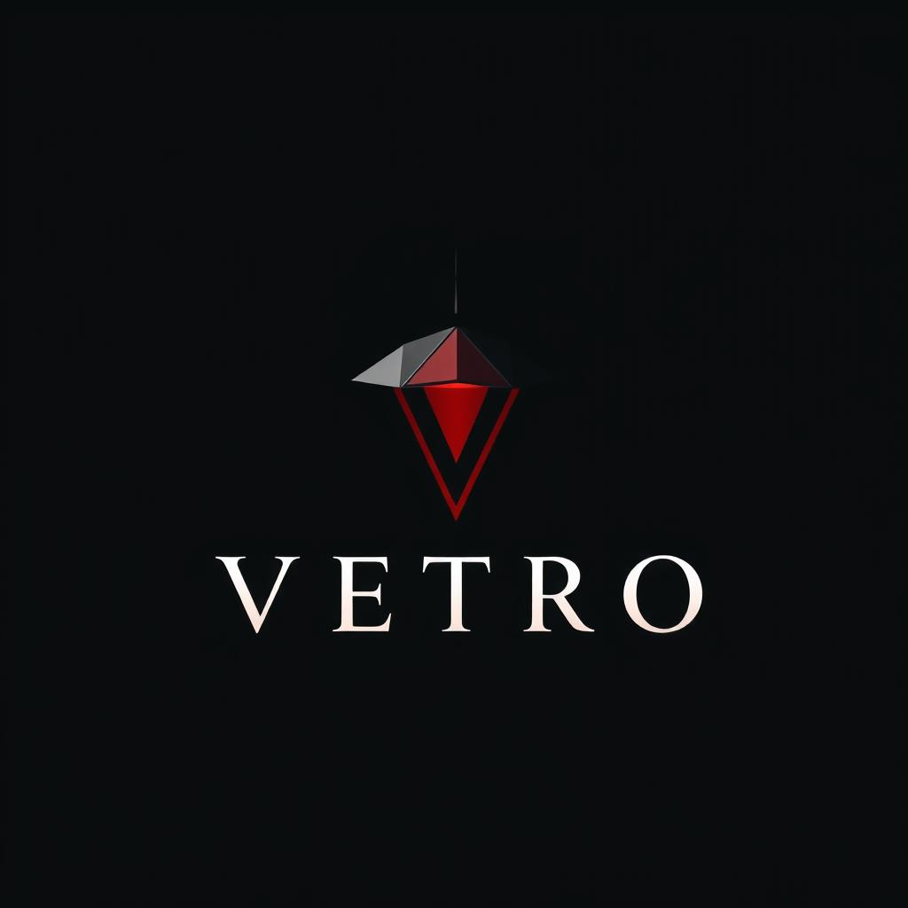 A dramatic and shadowed logo for a niche perfume brand named 'Vetro'