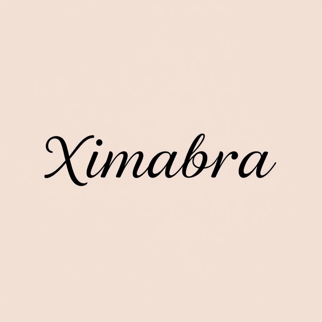 A stylish online women's clothing store banner featuring the word 'Ximabra' in Priscilla Script Regular font, maintaining a vintage aesthetic