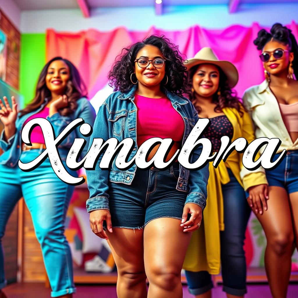 A vibrant and stylish online store banner designed for a women's clothing shop featuring the word 'Ximabra' in Priscilla Script Regular vintage font