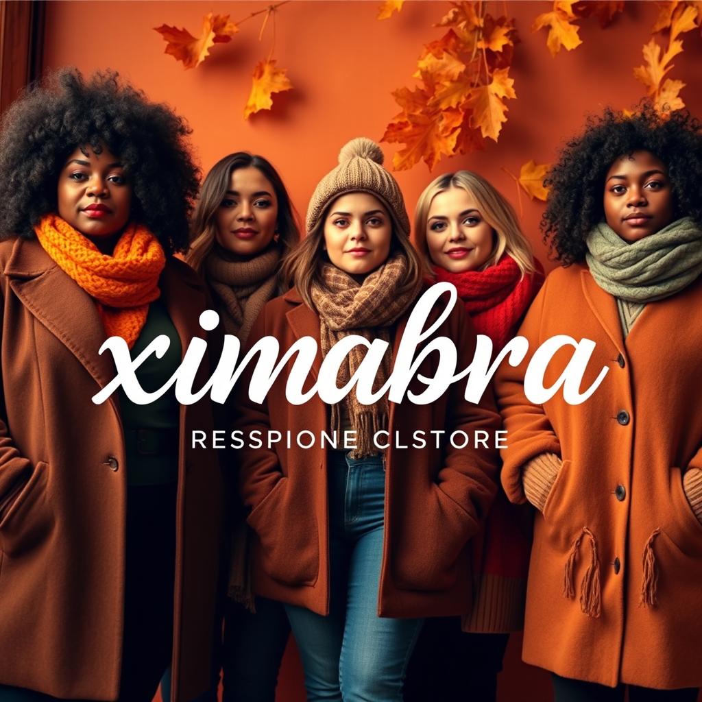 A vibrant online clothing store banner for women, featuring the word 'ximabra' written in Priscilla Script Regular font, with a vintage style