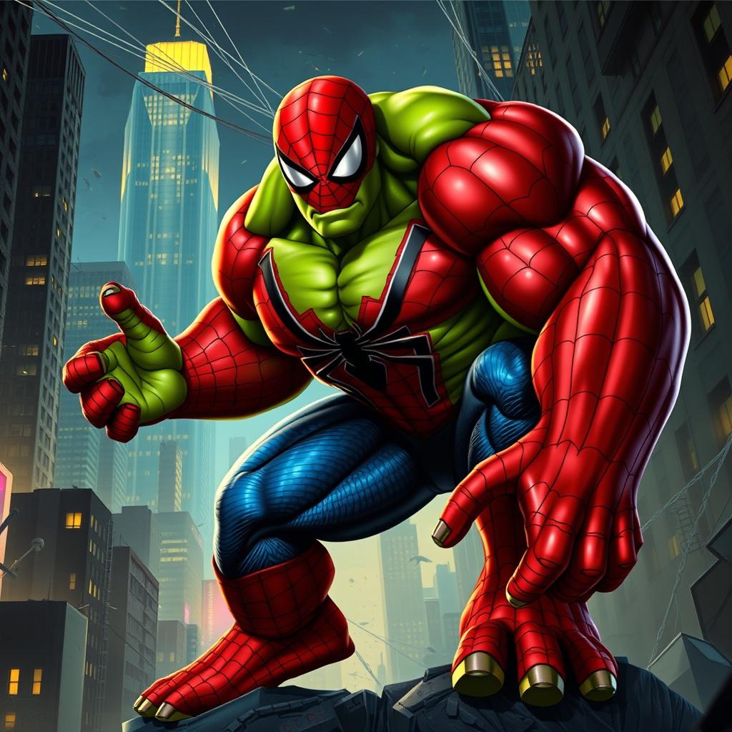 A powerful and unique hybrid superhero combining features of Spider-Man and the Hulk