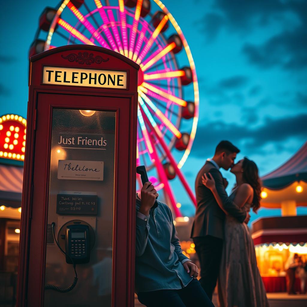 A cinematic scene in a nostalgic amusement park