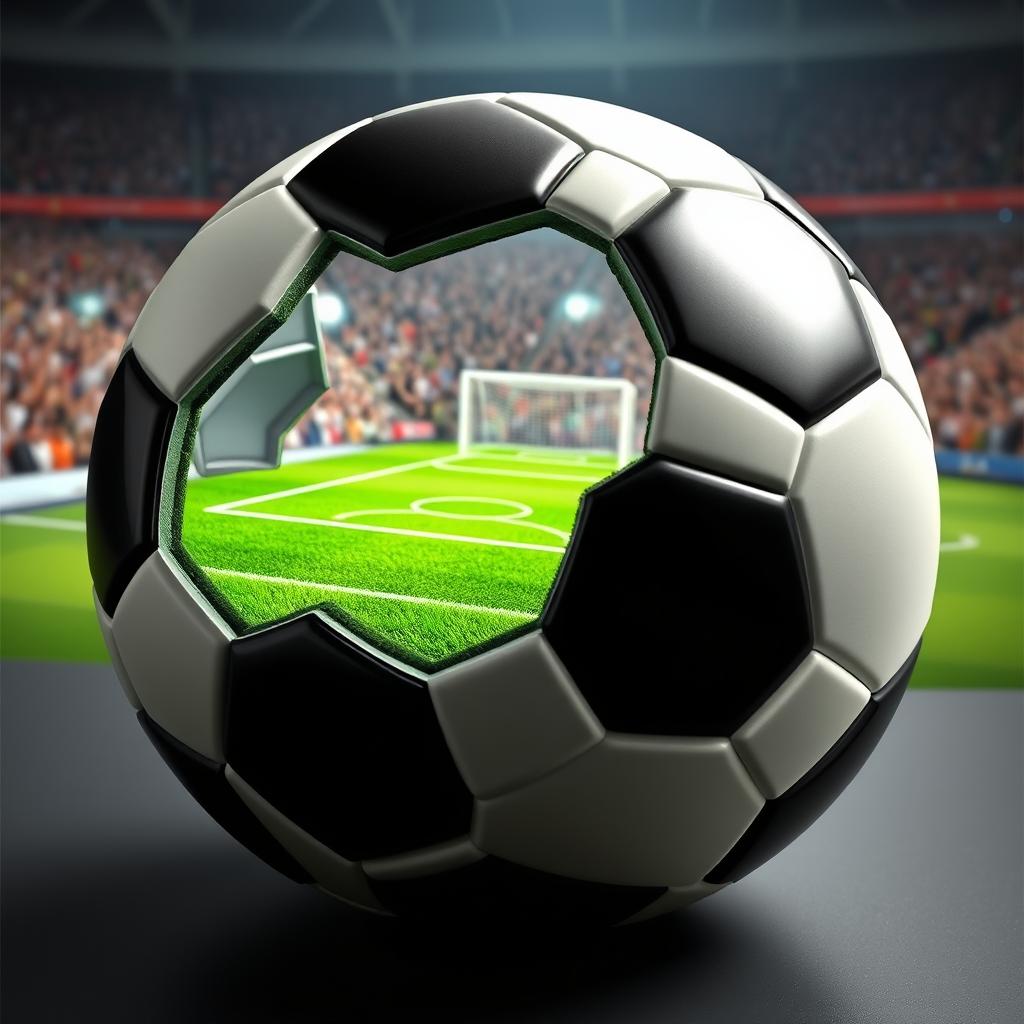 A creatively designed black and white soccer ball, predominantly black with more black sections than white