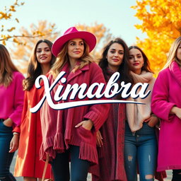 A vibrant online clothing store banner featuring the word 'Ximabra' in Priscilla Script Regular font, presented in a vintage style