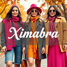 A vibrant online clothing store banner featuring the word 'Ximabra' in Priscilla Script Regular font, presented in a vintage style