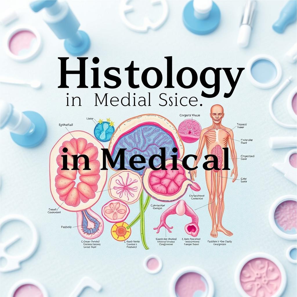 A vibrant and engaging cover for a histology textbook in medical sciences, designed for A4 format