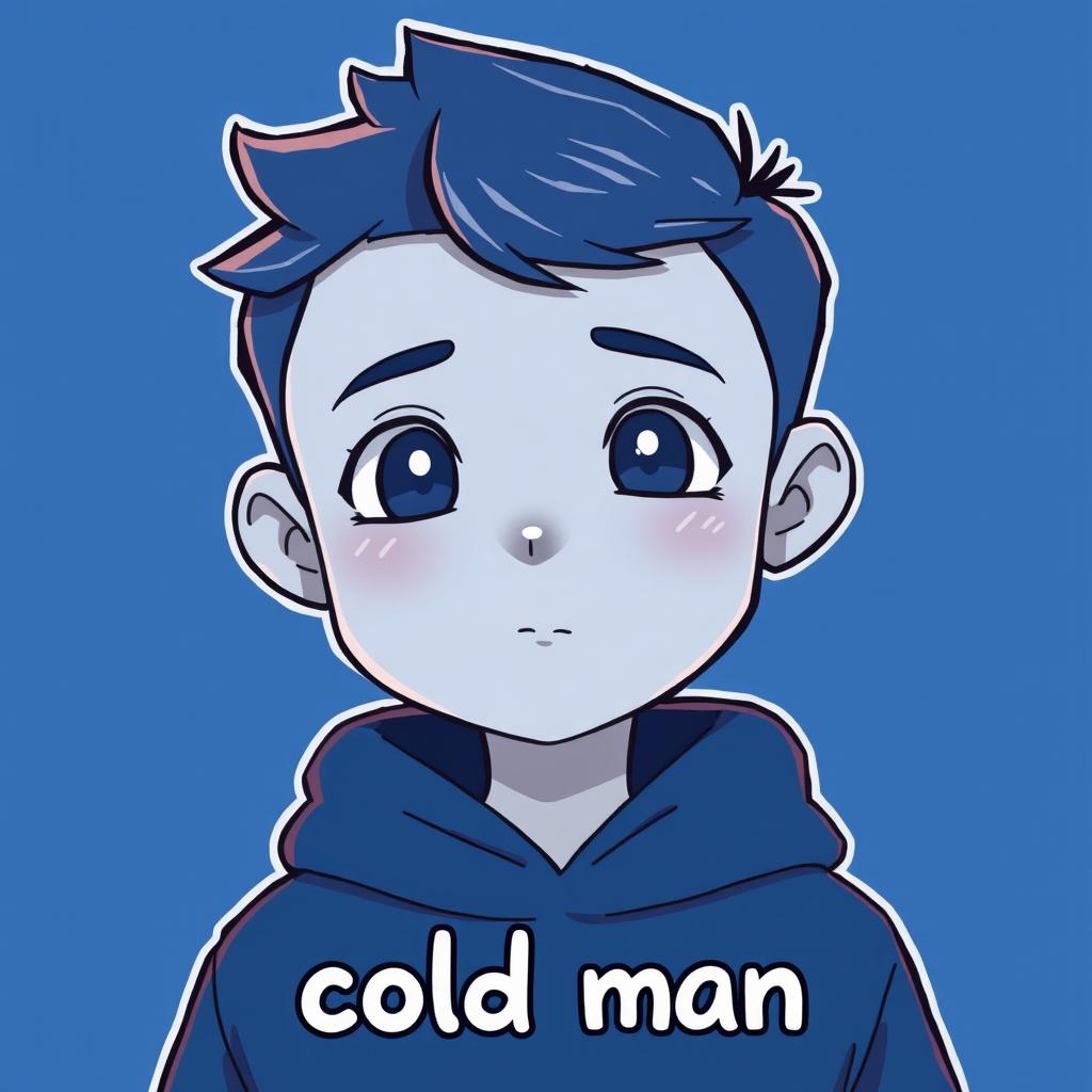 An illustration of an animated boy wearing a deep blue hoodie