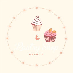 A charming and inviting logo design for a pastry shop, featuring delicate pastry elements like cupcakes and croissants