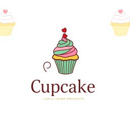 A logo design for a bakery specializing in cupcakes, prominently featuring a large capital letter 'S'