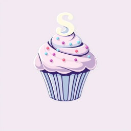 A whimsical logo design for a bakery, featuring a large cupcake at the center