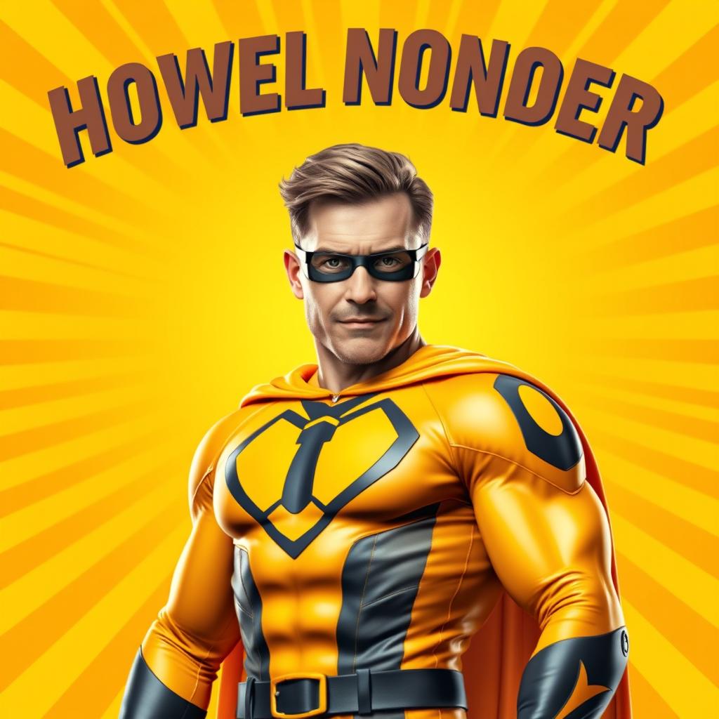 A vibrant and visually striking banner featuring a background with a gradient of bright yellow and orange colors