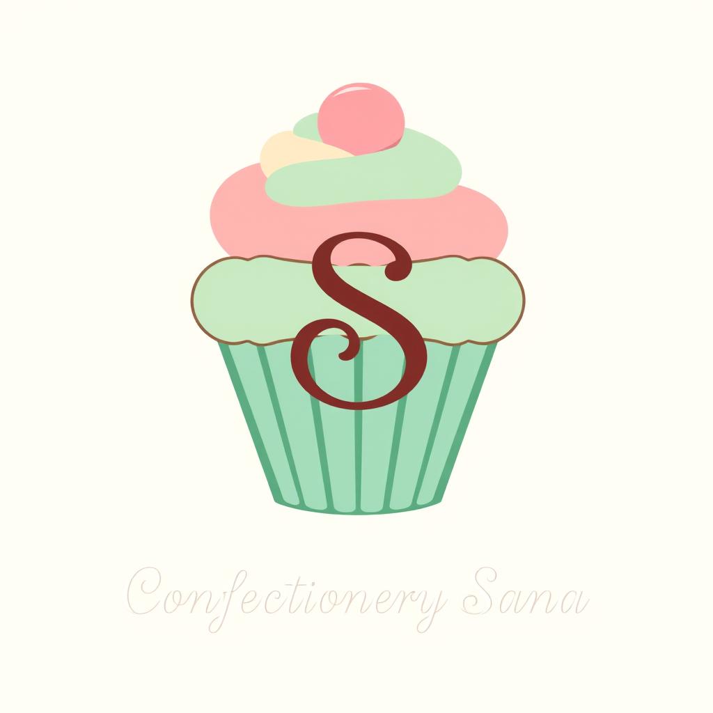 A charming logo design for a bakery that features a cupcake prominently at the center