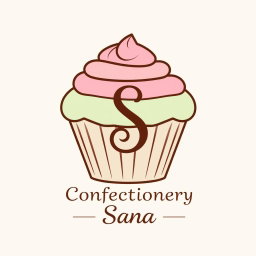 A charming logo design for a bakery that features a cupcake prominently at the center