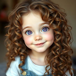 A beautiful white girl with long, curly, and frizzy brown hair cascading down her shoulders