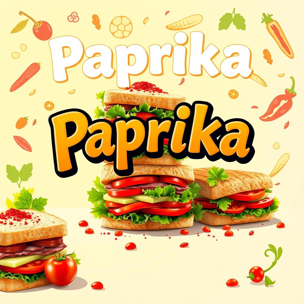 A captivating and colorful banner design for a sandwich shop named 'Paprika'