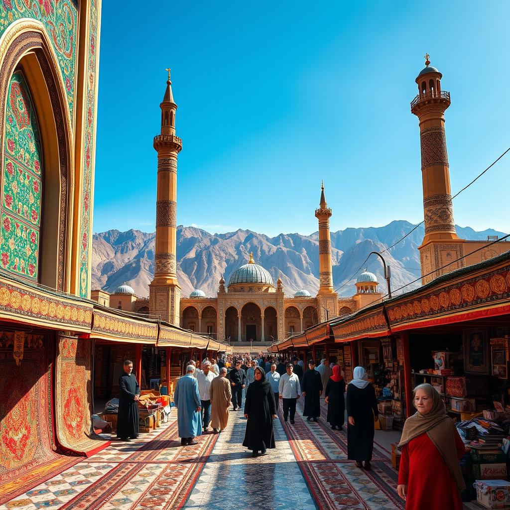 An intricate and colorful landscape of Iran showcasing its rich culture and history