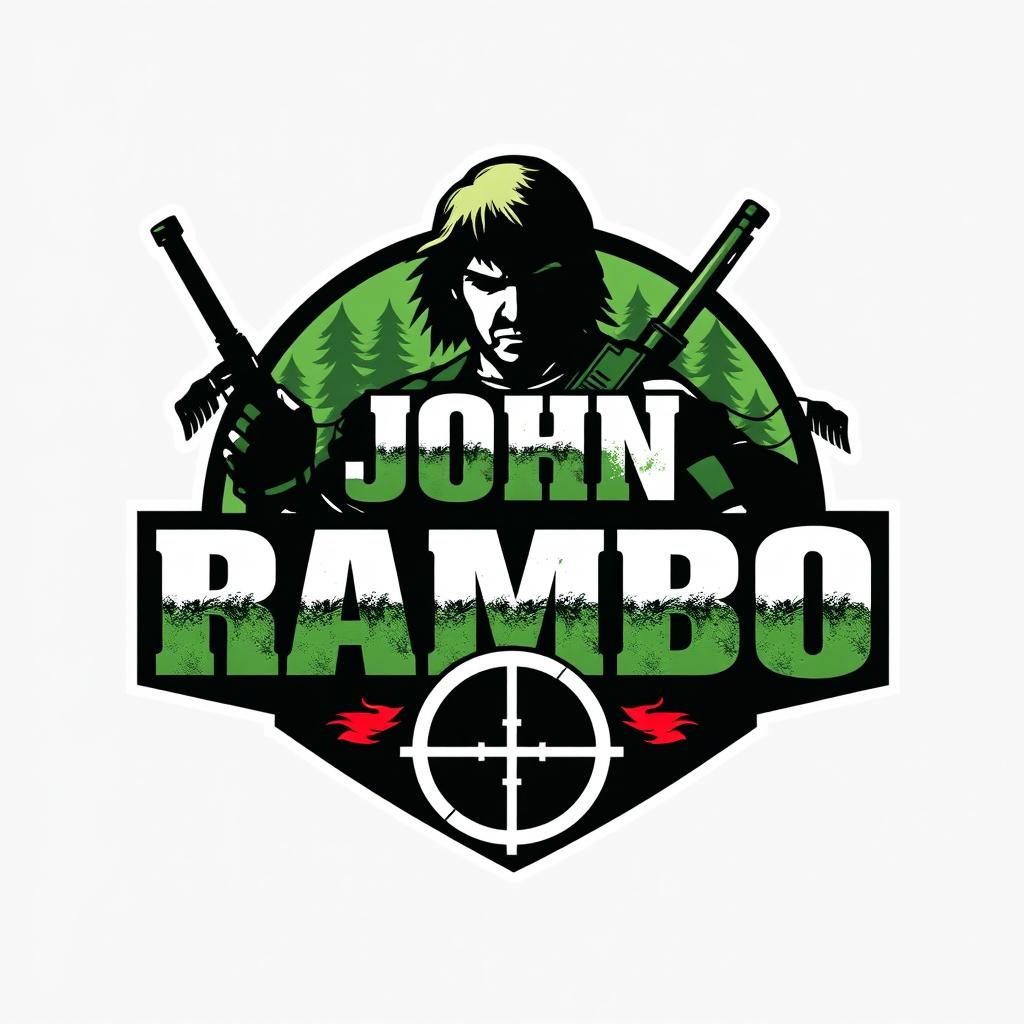 A video game logo design inspired by the character John Rambo from Call of Duty