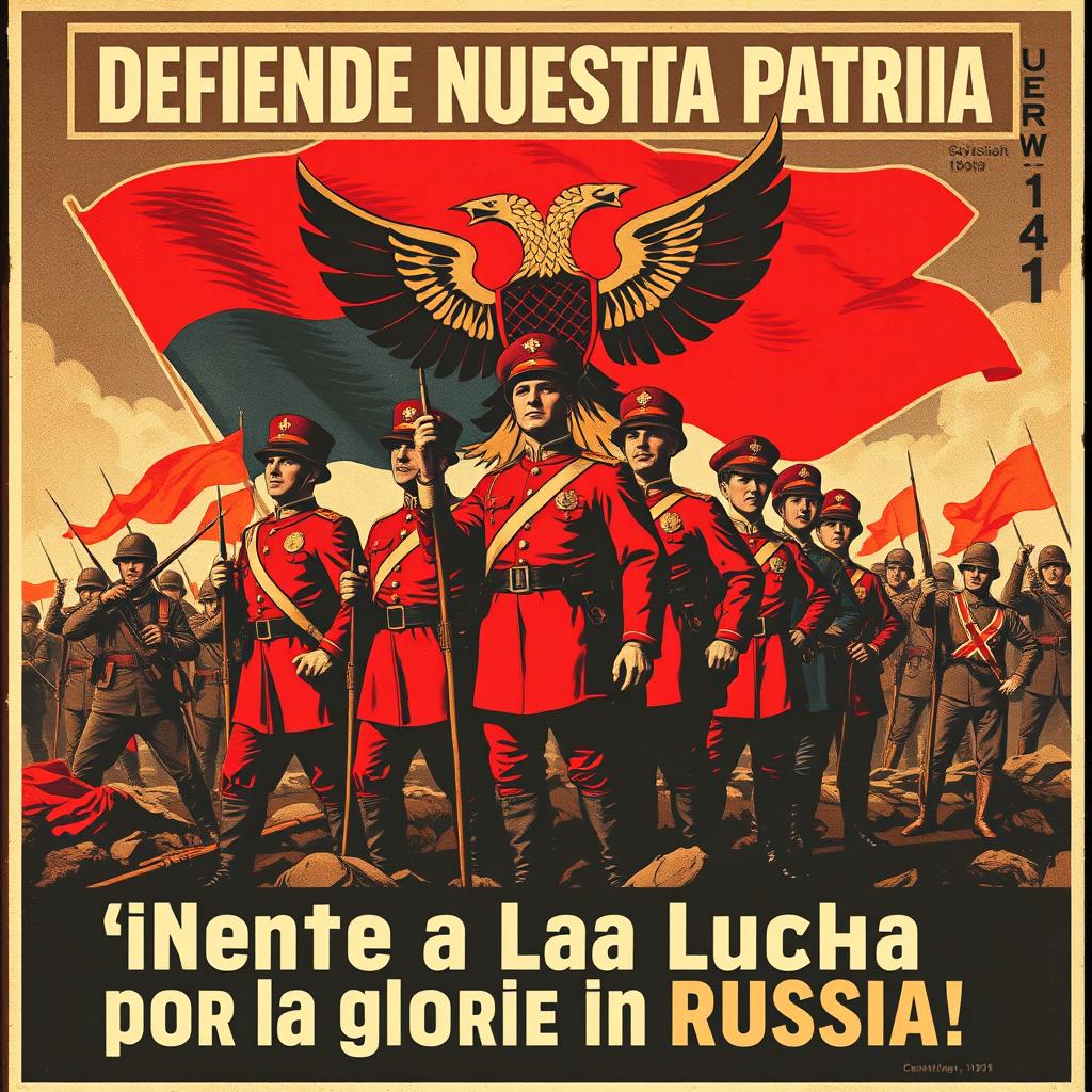 A vintage propaganda poster promoting enlistment in the Russian army for World War I