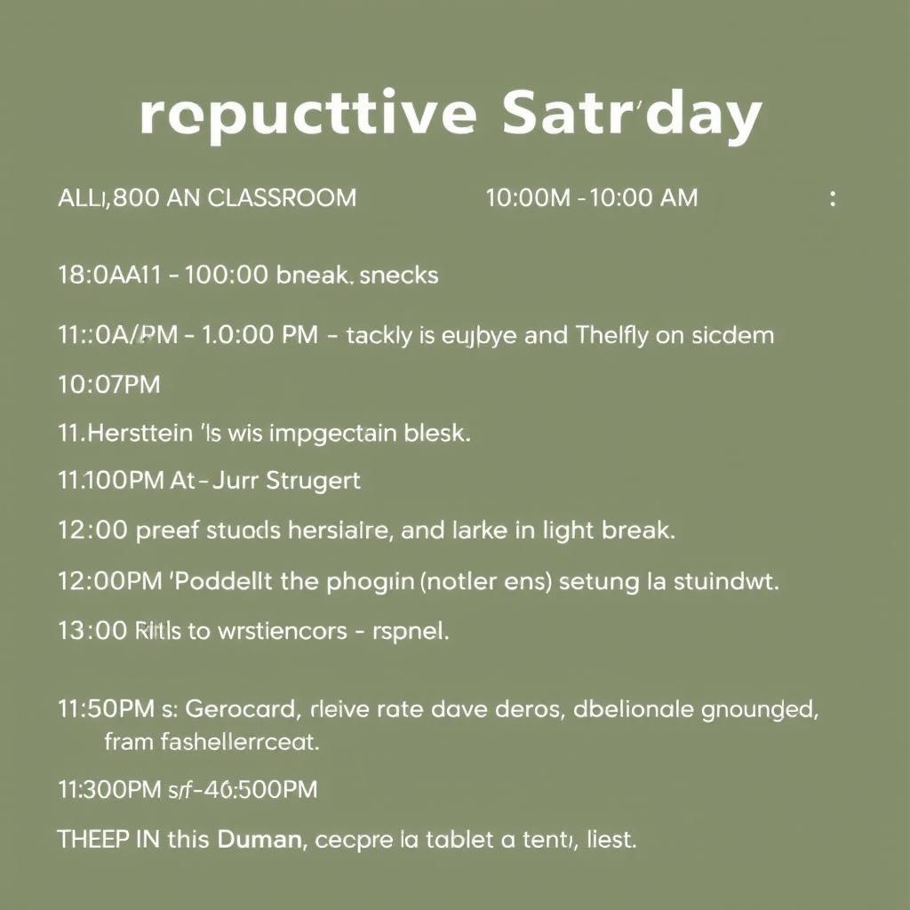 A detailed schedule for a productive Saturday, featuring a calm and focused atmosphere