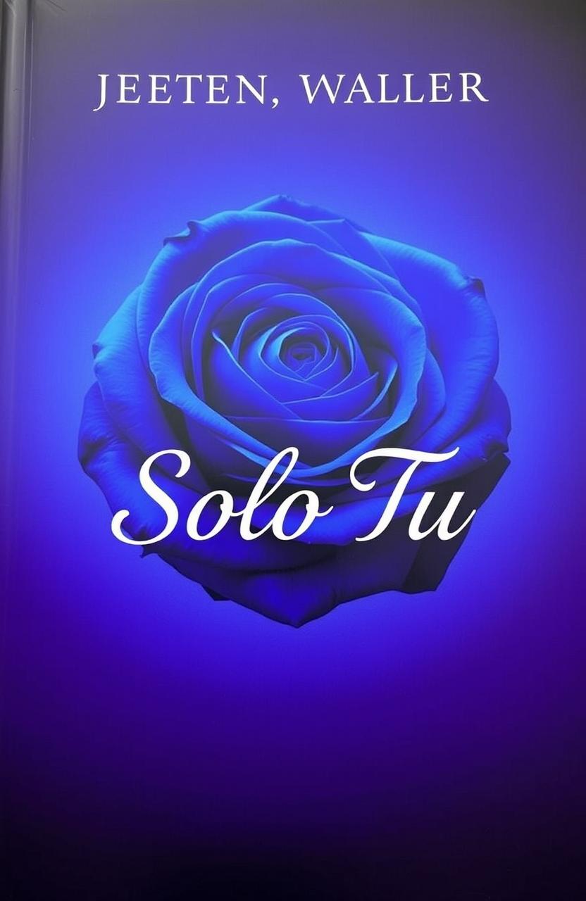 A striking book cover featuring a vivid blue rose at the center