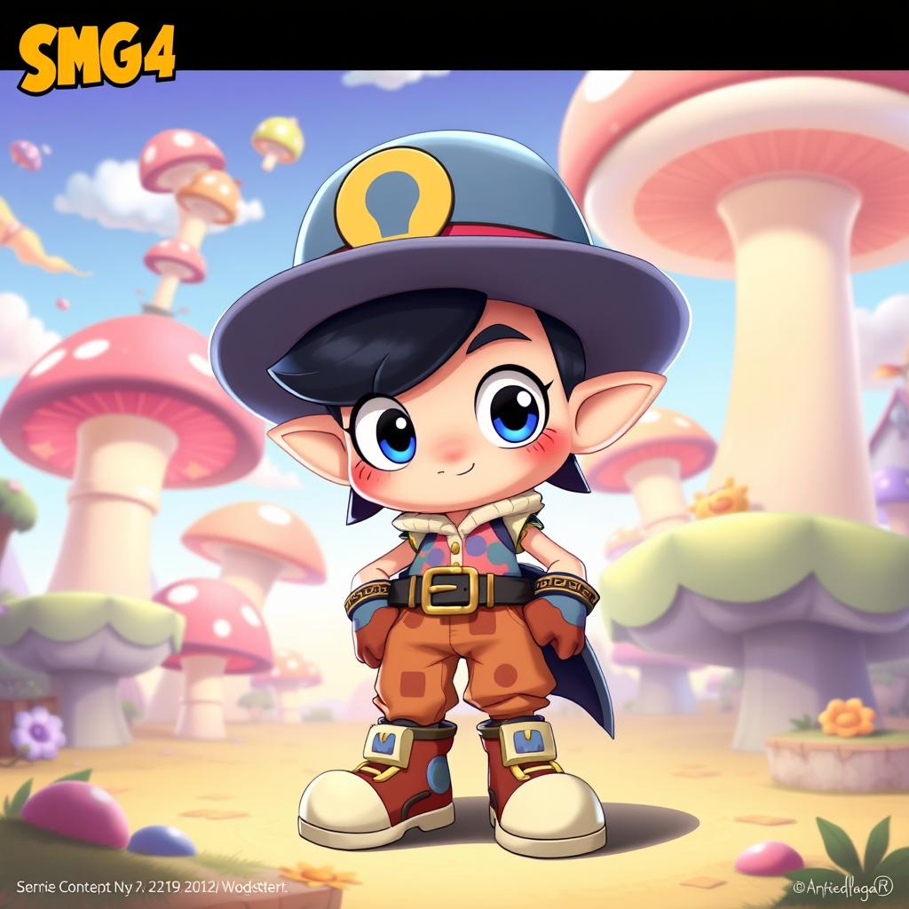 A character concept inspired by SMG4, designed with exaggerated cartoon features and playful expressions