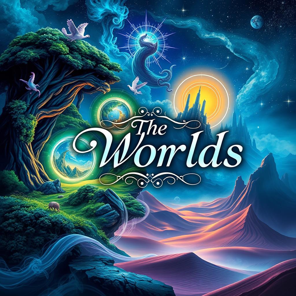 A captivating book cover design for a novel titled 'The Worlds'