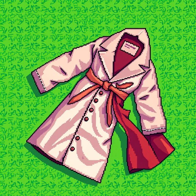 Pixel Art: Scientist's Robe on Sleek Black Floor