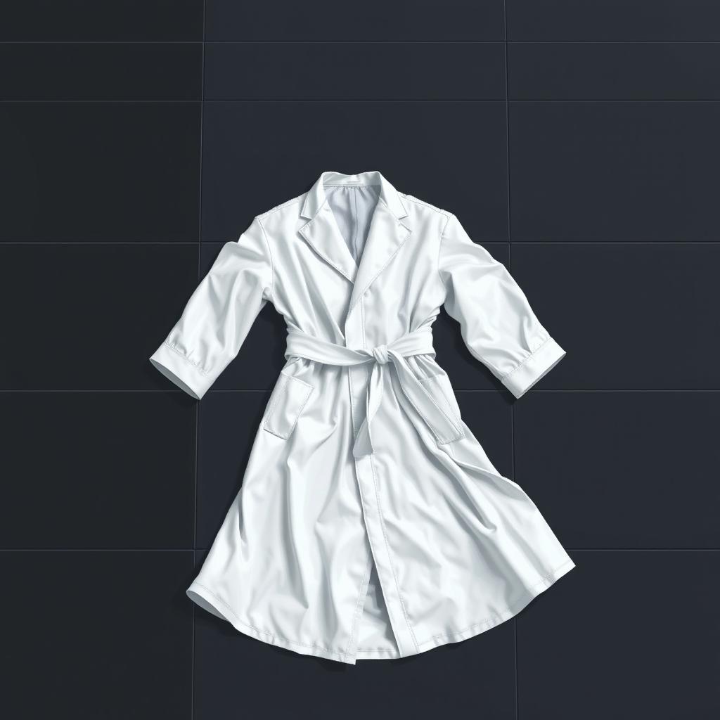 Pixel Art: Scientist's Robe on Sleek Black Floor