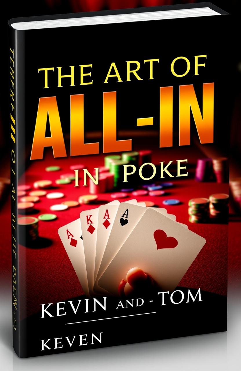 A visually striking book cover for 'The Art of ALL IN in Poker' by Kevin and co-writer Tom