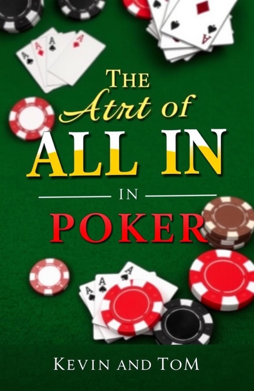 An engaging and informative book cover design titled 'The Art of All In in Poker' by authors Kevin and Tom
