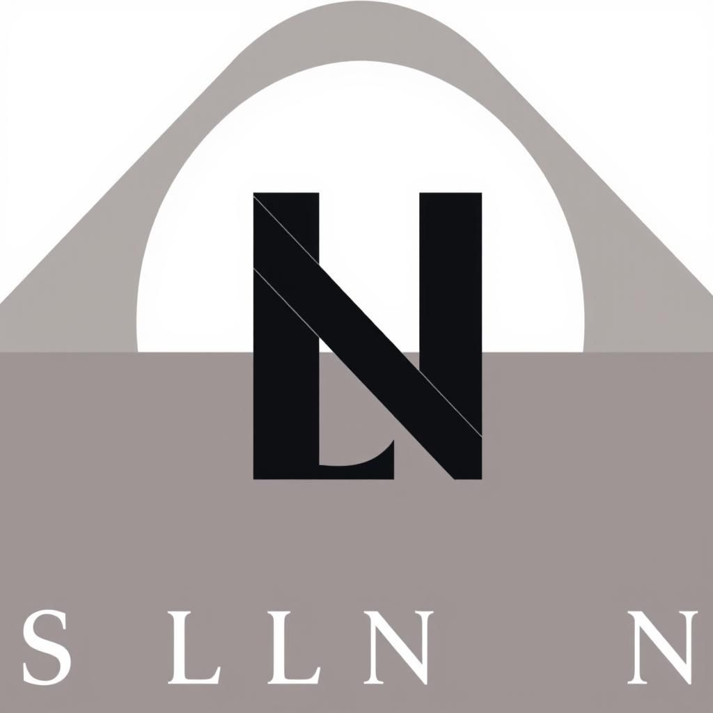 A minimalist logo design featuring the letters S, L, and N creatively interwoven