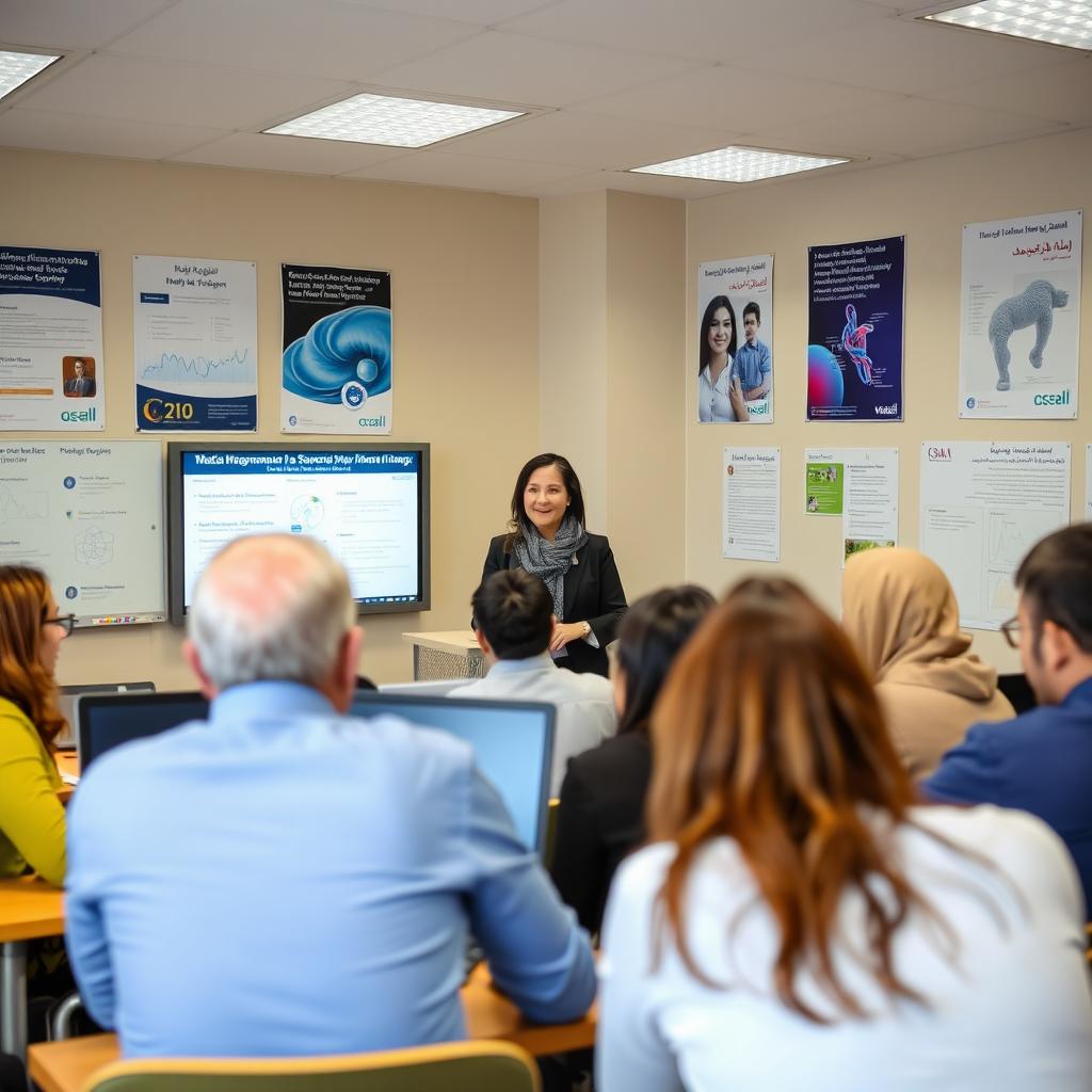 An educational setting where a diverse group of Master of Science (MS) students in Iran are engaging in a medical information course