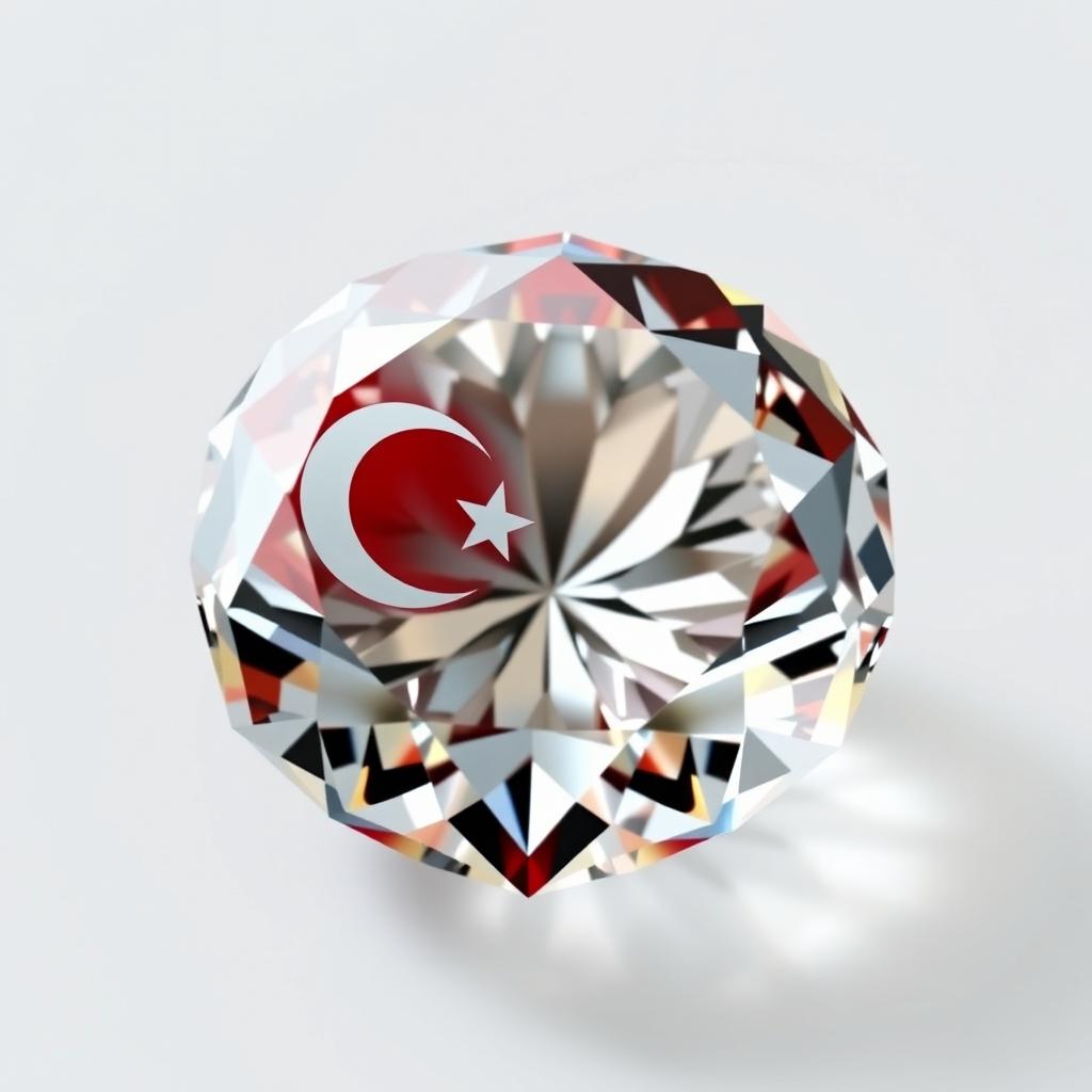 A stunning diamond featuring the flag of Turkey beautifully embedded within it