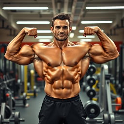 A muscular bodybuilder standing tall at 185 cm, showcasing an impressive physique with defined muscles and an additional ten kilos of muscle mass