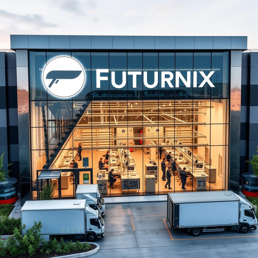 A striking, contemporary manufacturing facility for an eyewear brand named Futurnix