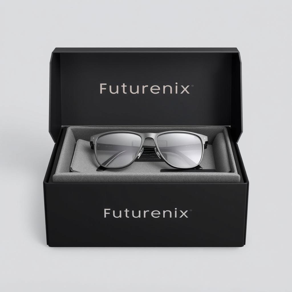A visually striking packaging design for eyewear sold by 'Futurenix', an eyewear technology company