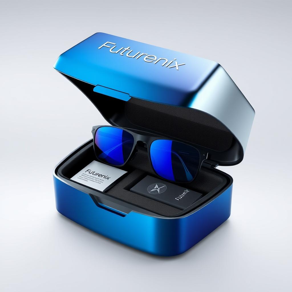 A stylish and innovative eyewear packaging design for 'Futurenix', an eyewear technology company