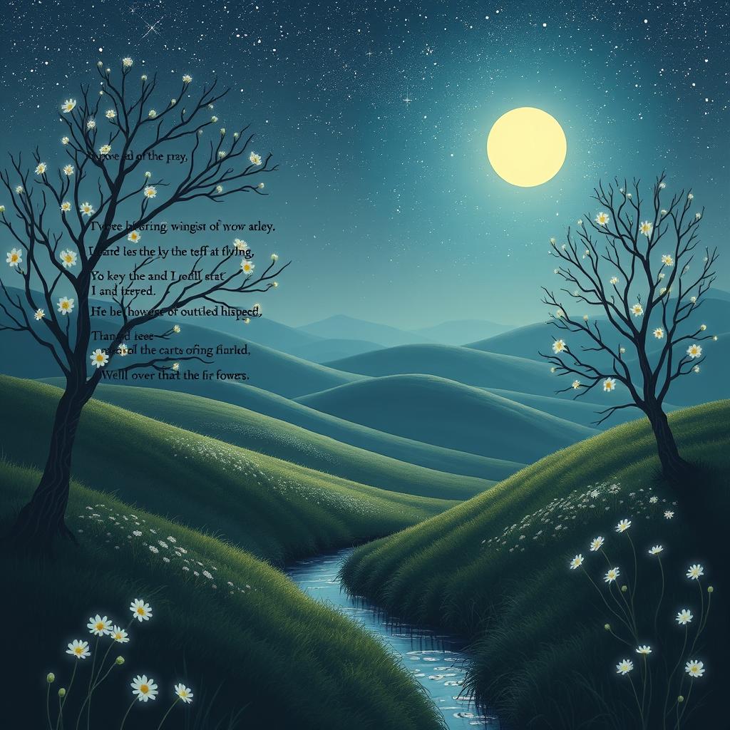 A serene collection of poems embedded in a mystical natural landscape, featuring elements of magic interwoven with minimalist aesthetics