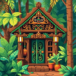 A pixel art representation of a vibrant and colorful wooden cartel
