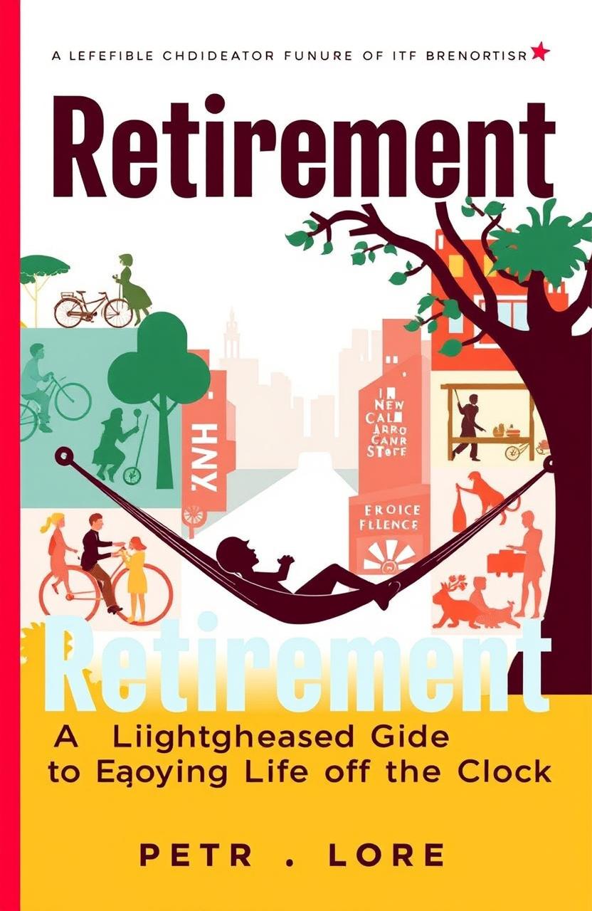A hip and contemporary book cover for 'Retirement: A Lighthearted Guide to Enjoying Life Off the Clock'